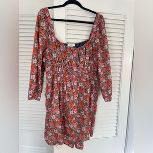 J.Crew Floral Dress with Pink and Red Flowers